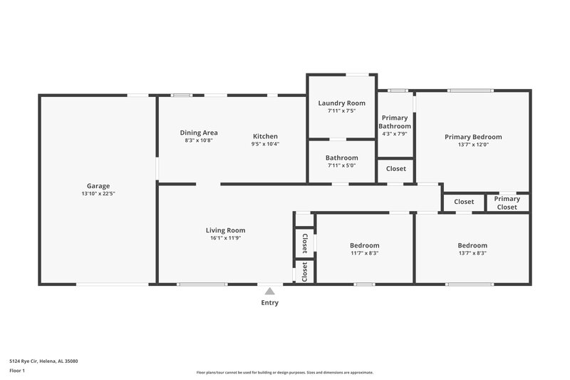1,520/Mo, 5124 Rye Circle Helena, AL 35080 Floor Plan View