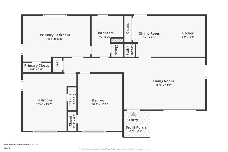 1,610/Mo, 1021 Dawn Dr BIRMINGHAM, AL 35235 Floor Plan View