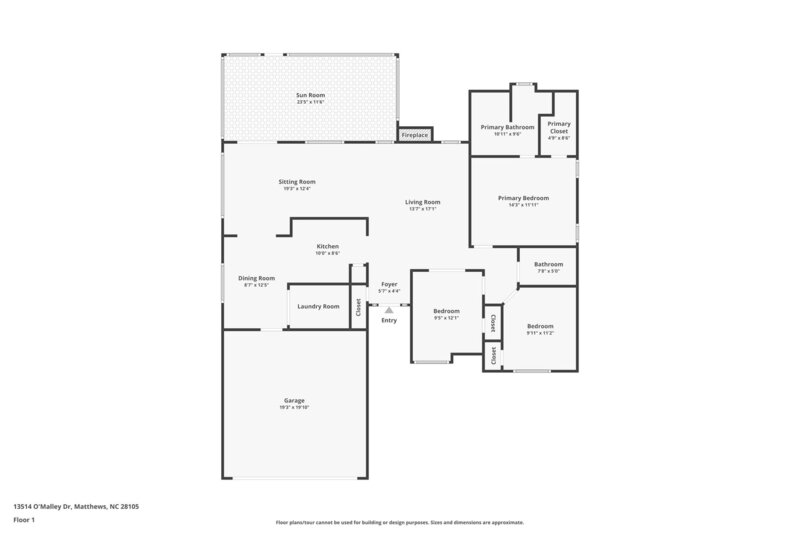 2,180/Mo, 13514 O Malley Dr Matthews, NC 28105 Floorplan View