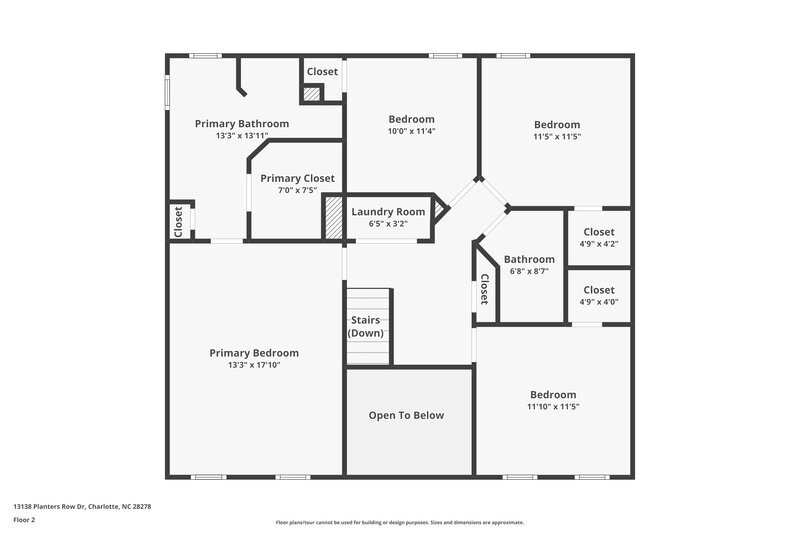 2,330/Mo, 13138 Planters Row Dr Charlotte, NC 28278 Floor Plan View 2
