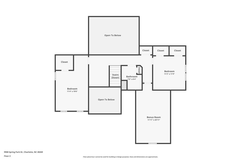 2,135/Mo, 9908 Spring Park Dr Charlotte, NC 28269 Floor Plan View 2