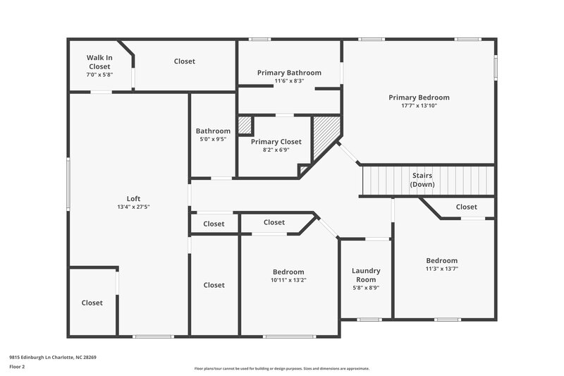 2,595/Mo, 9815 Edinburgh Ln Charlotte, NC 28269 Floor Plan View 2
