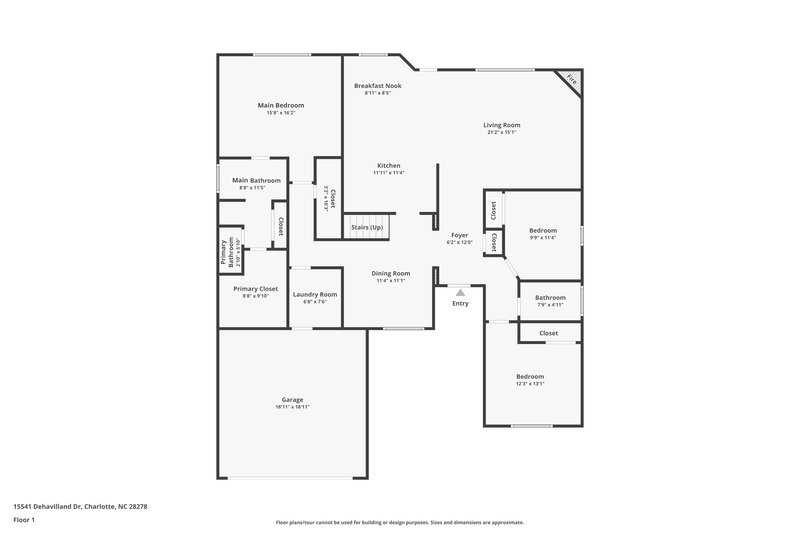 2,385/Mo, 15541 Dehavilland Dr Charlotte, NC 28278 Floor Plan View