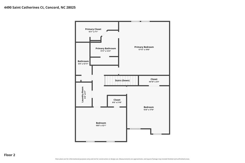 2,000/Mo, 4490 Saint Catherines Ct Concord, NC 28025 Floor Plan View 2