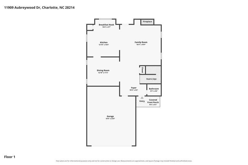 2,130/Mo, 11909 Aubreywood Dr Charlotte, NC 28214 Floor Plan View