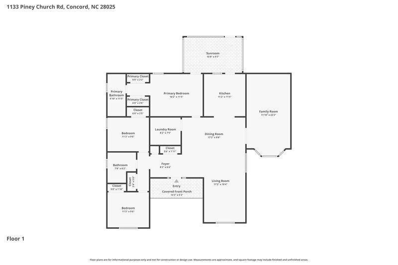 2,010/Mo, 1133 Piney Church Rd Concord, NC 28025 Floor Plan View