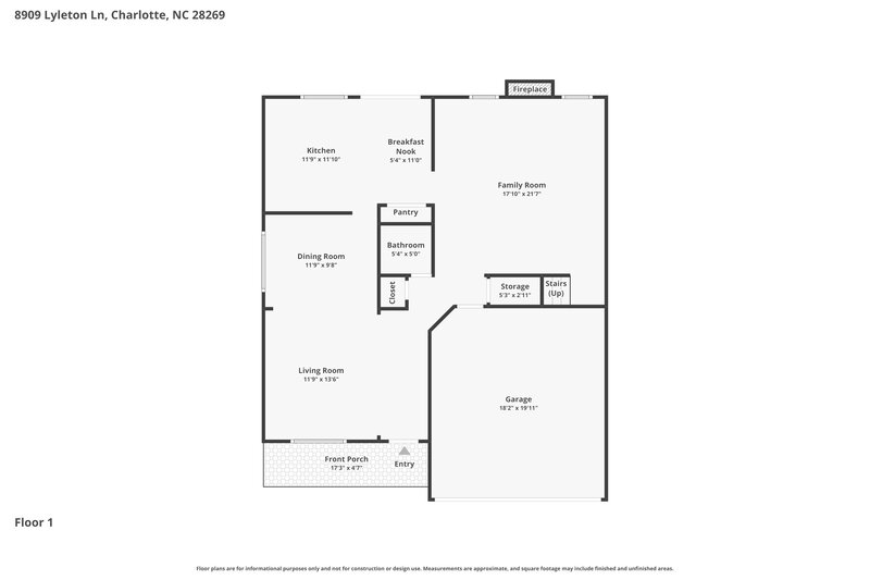 2,170/Mo, 8909 Lyleton Ln Charlotte, NC 28269 Floorplan View