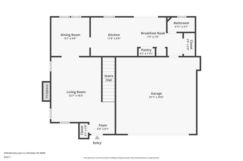 2,375/Mo, 5703 Waverly Lynn Ln Charlotte, NC 28269 Floor Plan View
