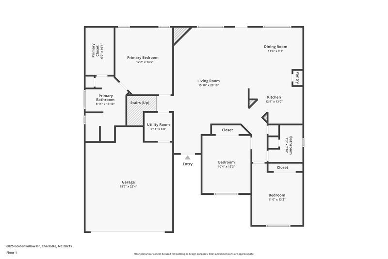 2,135/Mo, 6825 Goldenwillow Dr Charlotte, NC 28215 Floorplan View