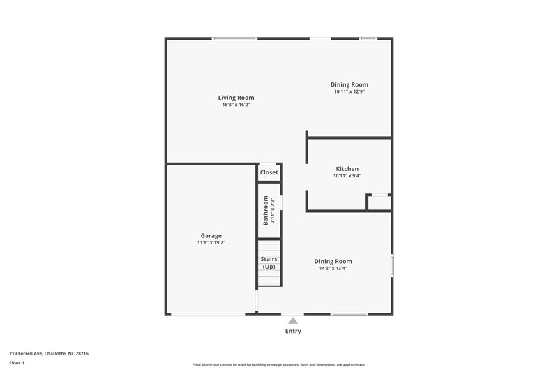 1,915/Mo, 719 Ferrell Ave Charlotte, NC 28216 Floor Plan View