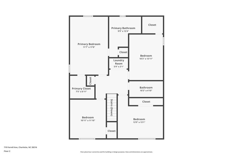 1,915/Mo, 719 Ferrell Ave Charlotte, NC 28216 Floor Plan View 2
