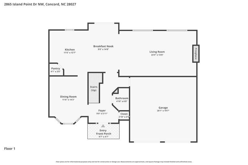 2,260/Mo, 2865 Island Point Dr NW Concord, NC 28027 Floorplan View