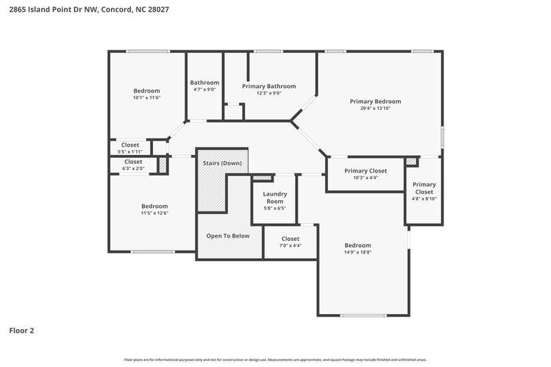 2,260/Mo, 2865 Island Point Dr NW Concord, NC 28027 Floorplan View 2