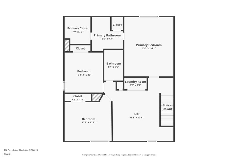 1,760/Mo, 716 Ferrell Ave Charlotte, NC 28216 Floor Plan View 2