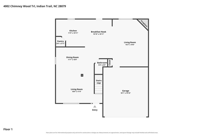 2,295/Mo, 4002 Chimney Wood Trl Indian Trail, NC 28079 Floor Plan View