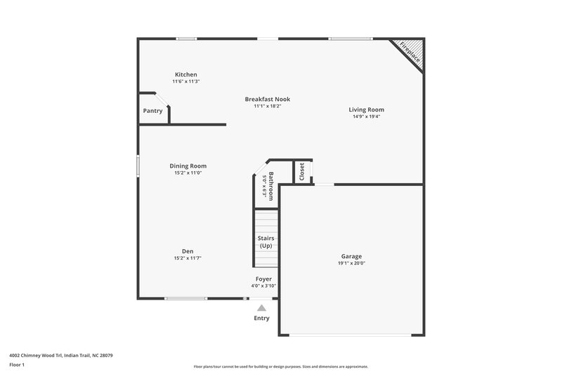 2,345/Mo, 4002 Chimney Wood Trl Indian Trail, NC 28079 Floorplan View