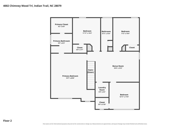 2,345/Mo, 4002 Chimney Wood Trl Indian Trail, NC 28079 Floorplan View 2