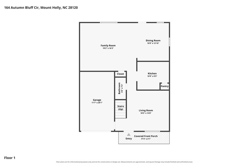 2,145/Mo, 164 Autumn Bluff Cir Mount Holly, NC 28120 Floorplan View