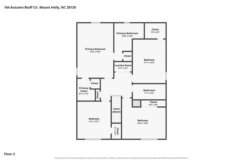 2,145/Mo, 164 Autumn Bluff Cir Mount Holly, NC 28120 Floorplan View 2