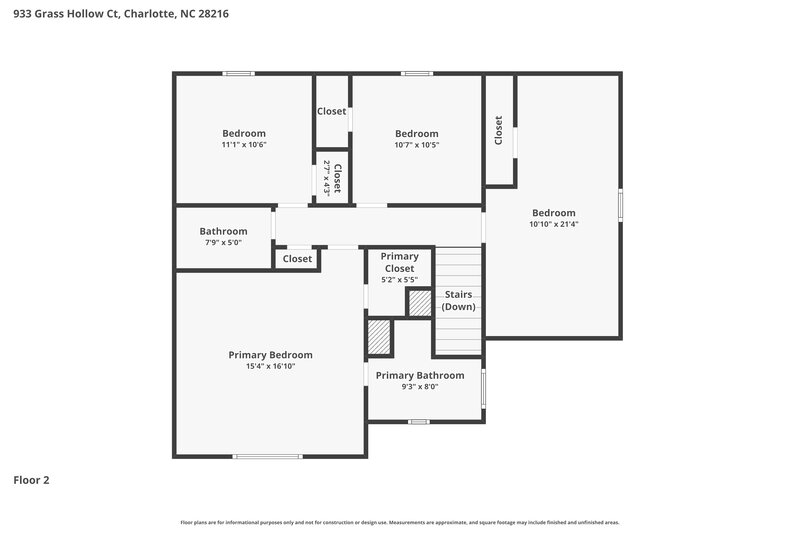 1,880/Mo, 933 Grass Hollow Ct Charlotte, NC 28216 Floor Plan View 2