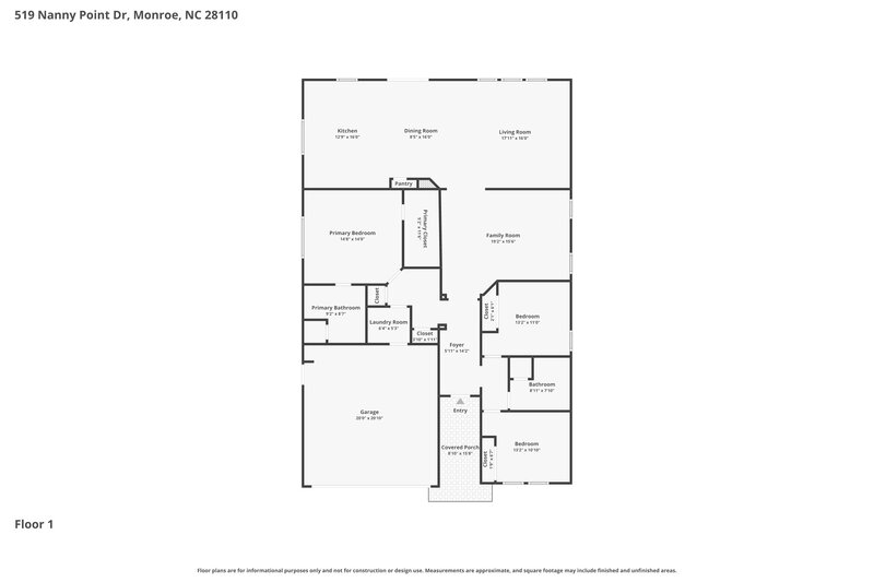 2,055/Mo, 519 Nanny Point Dr Monroe, NC 28110 Floor Plan View