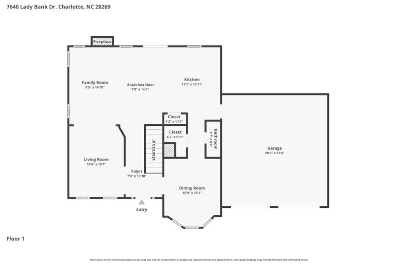 2,295/Mo, 7640 Lady Bank Dr Charlotte, NC 28269 Floor Plan View