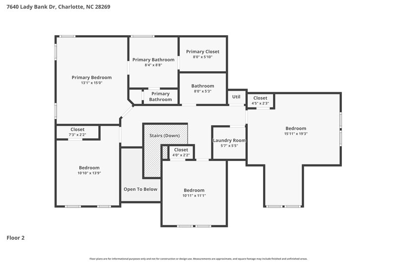 2,295/Mo, 7640 Lady Bank Dr Charlotte, NC 28269 Floor Plan View 2