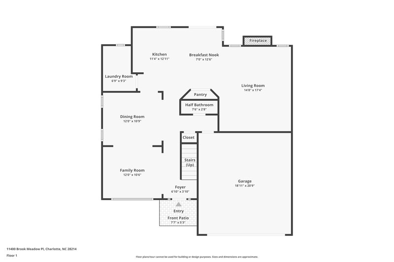 2,050/Mo, 11400 Brook Meadow Pl Charlotte, NC 28214 Floor Plan View