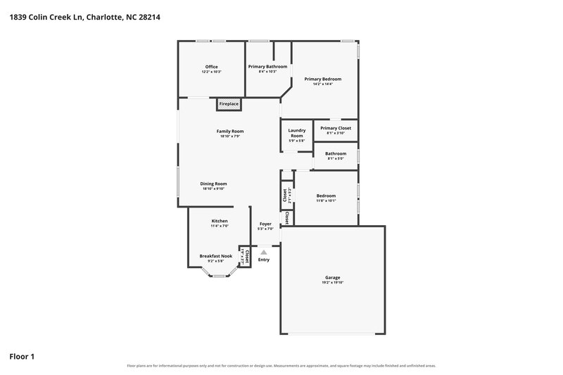 1,745/Mo, 1839 Colin Creek Ln Charlotte, NC 28214 Floor Plan View