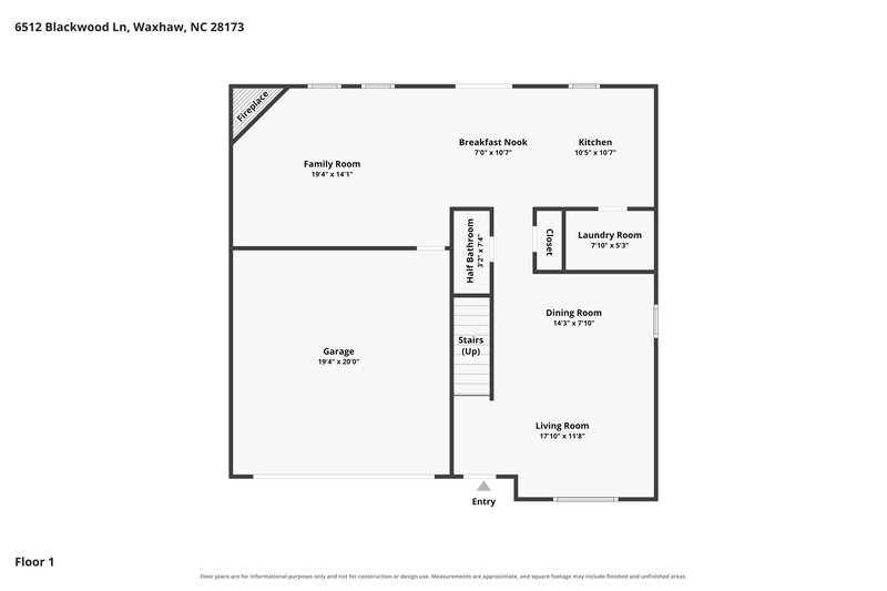 2,320/Mo, 6512 Blackwood Ln Waxhaw, NC 28173 Floor Plan View