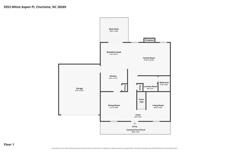 2,260/Mo, 9353 White Aspen Pl Charlotte, NC 28269 Floor Plan View 2
