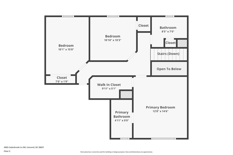 1,665/Mo, 4905 Cedarbrook Ln SW Concord, NC 28027 Floor Plan View 2
