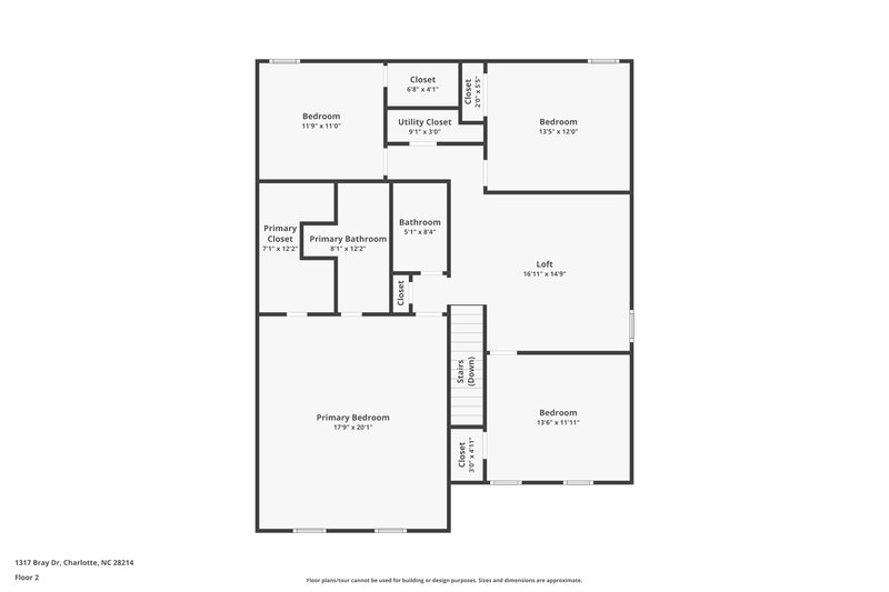 2,135/Mo, 1317 Bray Dr Charlotte, NC 28214 Floor Plan View 2