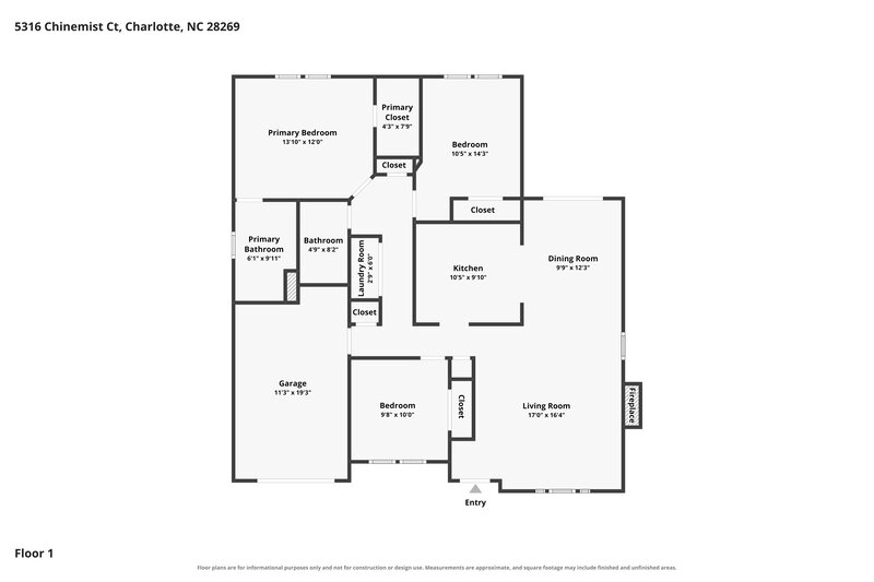 1,980/Mo, 5316 Chinemist Ct Charlotte, NC 28269 Floor Plan View