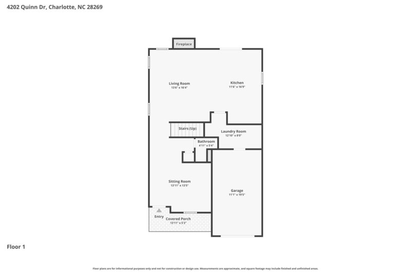 1,825/Mo, 4202 Quinn Dr Charlotte, NC 28269 Floorplan View