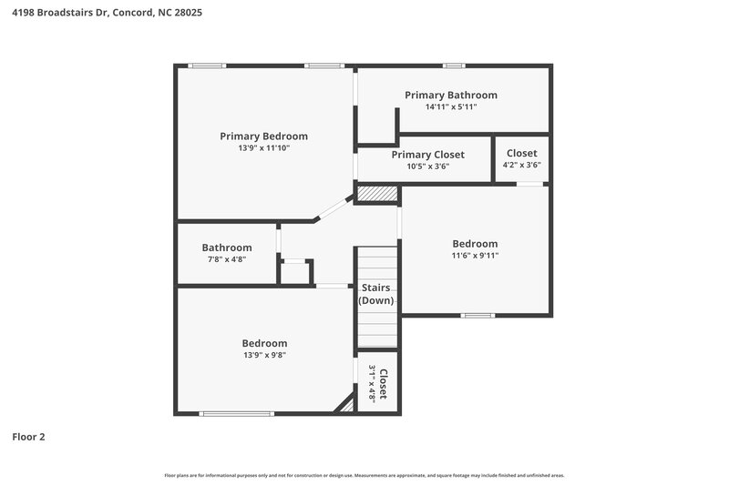 1,785/Mo, 4198 Broadstairs Dr Concord, NC 28025 Floor Plan View 2