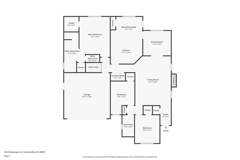 2,055/Mo, 13413 Glenwyck Ln Huntersville, NC 28078 Floor Plan View