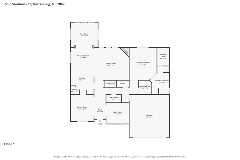 2,580/Mo, 7205 Sandown Ct Harrisburg, NC 28075 Floor Plan View