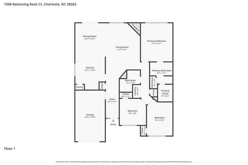 1,975/Mo, 7306 Balancing Rock Ct Charlotte, NC 28262 Floor Plan View
