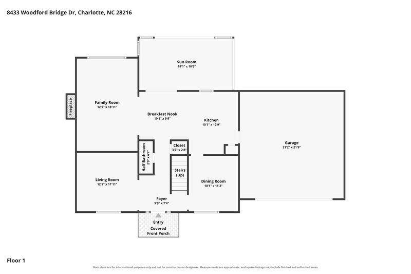 2,155/Mo, 8433 Woodford Bridge Dr Charlotte, NC 28216 Floor Plan View