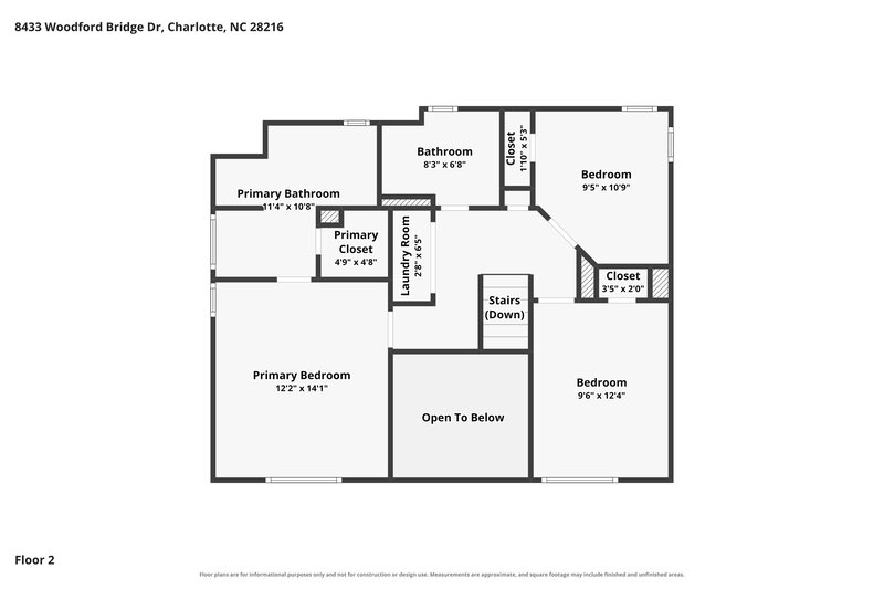 2,155/Mo, 8433 Woodford Bridge Dr Charlotte, NC 28216 Floor Plan View 2