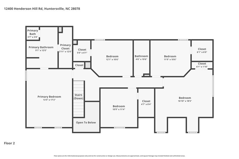 2,635/Mo, 12400 Henderson Hill Rd Huntersville, NC 28078 Floor Plan View 2
