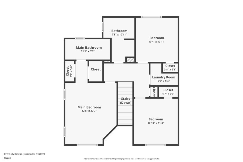 1,800/Mo, 9419 Holly Bend Ln Huntersville, NC 28078 Floor Plan View 2
