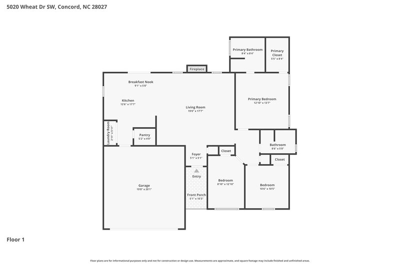1,845/Mo, 5020 Wheat Dr SW Concord, NC 28027 Floor Plan View
