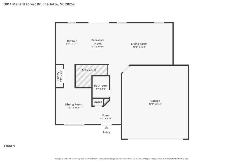 2,005/Mo, 3011 Mallard Forest Dr Charlotte, NC 28269 Floor Plan View 2