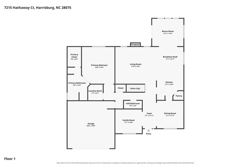2,585/Mo, 7215 Hathaway Ct Harrisburg, NC 28075 Floor Plan View
