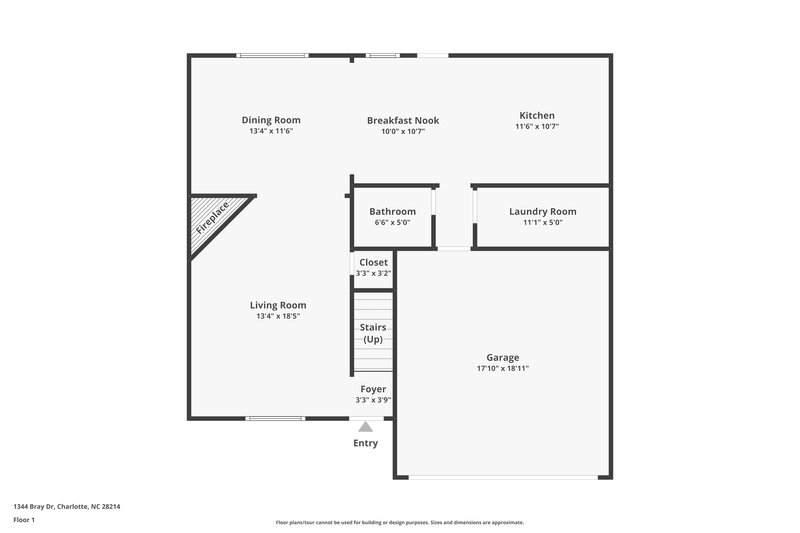 1,860/Mo, 1344 Bray Dr Charlotte, NC 28214 Floor Plan View