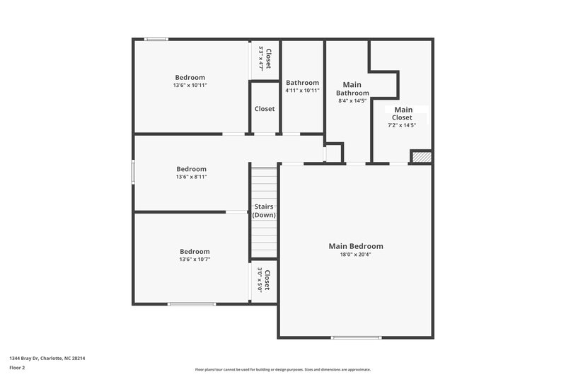 1,860/Mo, 1344 Bray Dr Charlotte, NC 28214 Floor Plan View 2