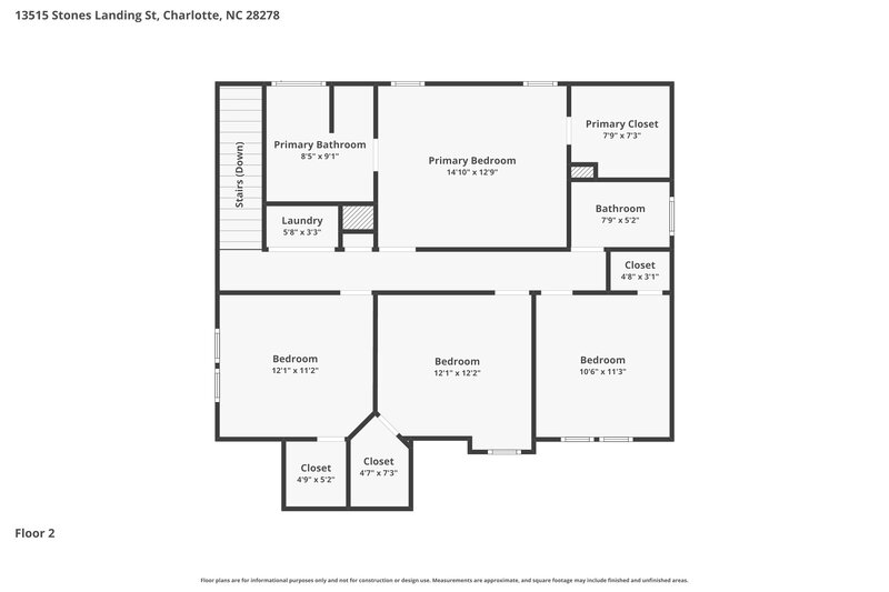 2,280/Mo, 13515 Stones Landing St Charlotte, NC 28278 Floor Plan View 2