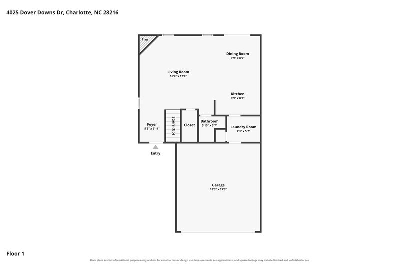 2,015/Mo, 4025 Dover Downs Dr Charlotte, NC 28216 Floor Plan View
